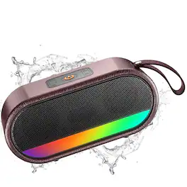 Dazzed Corner - Portable Bluetooth Speaker, Punchy Bass Wireless Speaker with LED Lights - Burgundy