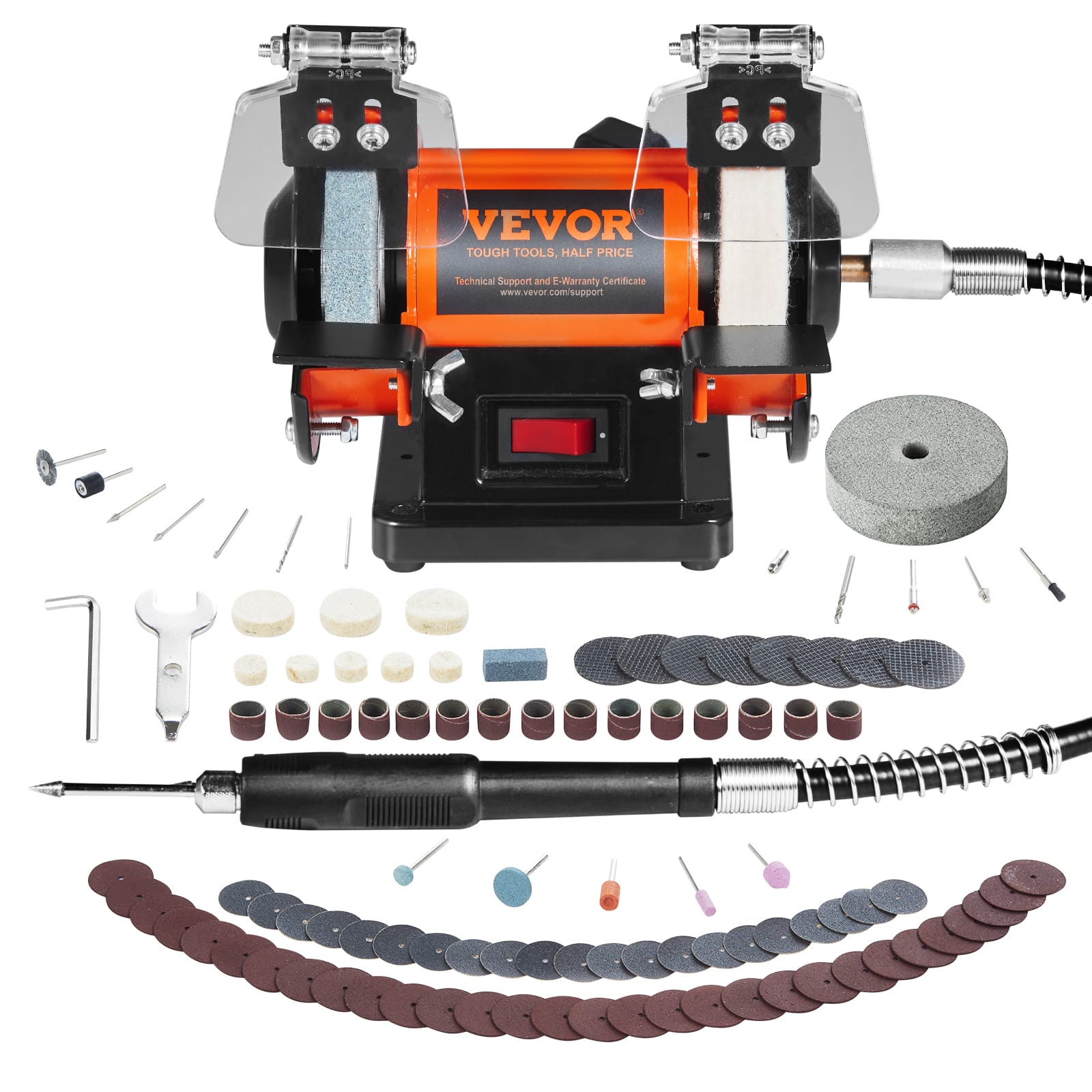 VEVOR - Jewelry Polisher, Bench Grinder Polishing & Buffing Machine, 3590RPM Bench Lathe Polisher - Black,Orange price history on PriceWatchPro