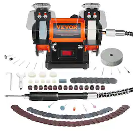 VEVOR - Jewelry Polisher, Bench Grinder Polishing & Buffing Machine, 3590RPM Bench Lathe Polisher - Black,Orange