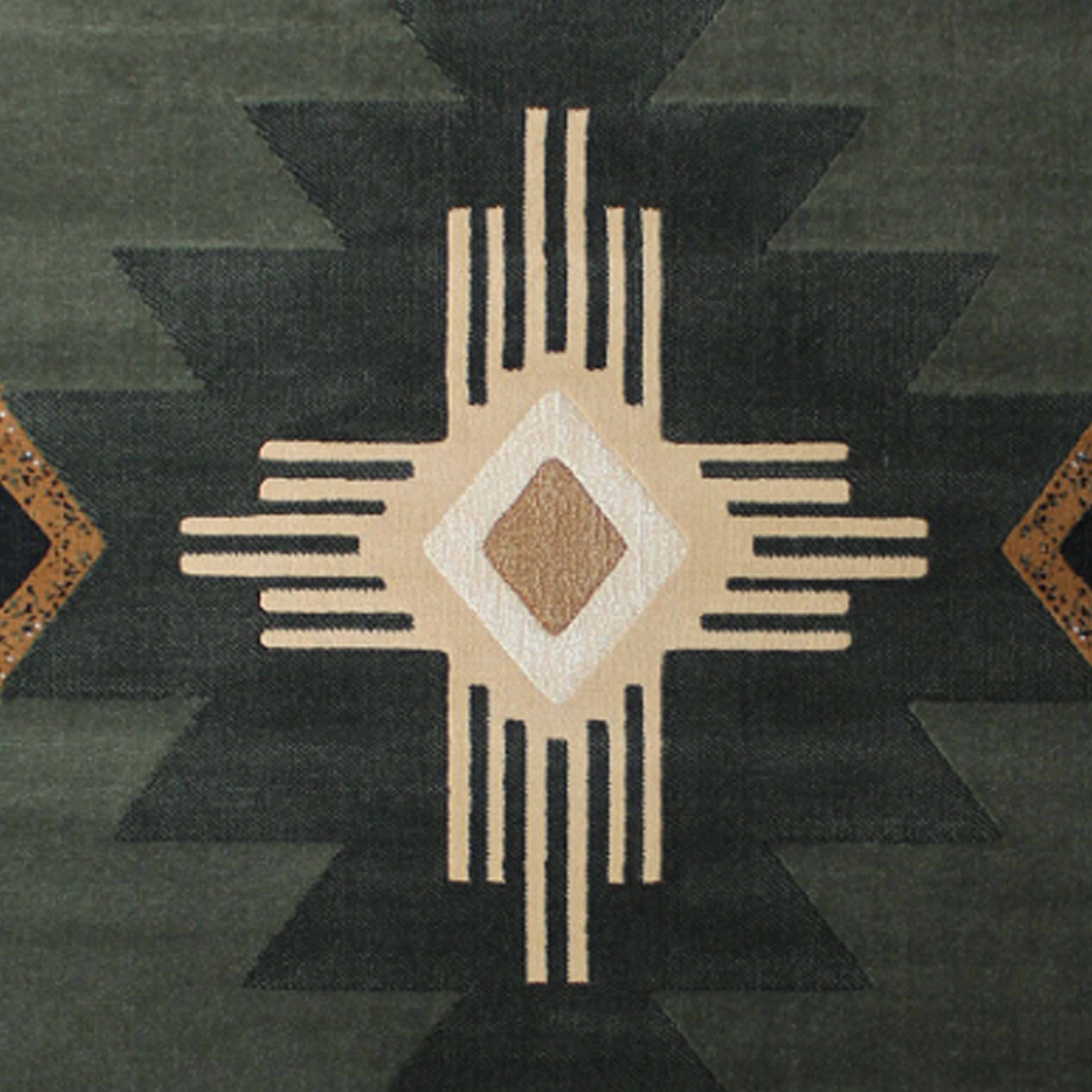 Alt View 6. Emma + Oliver - Santa Fe Olefin Accent Rug with Complementary Southwestern Pattern and Jute Backing - Sage.