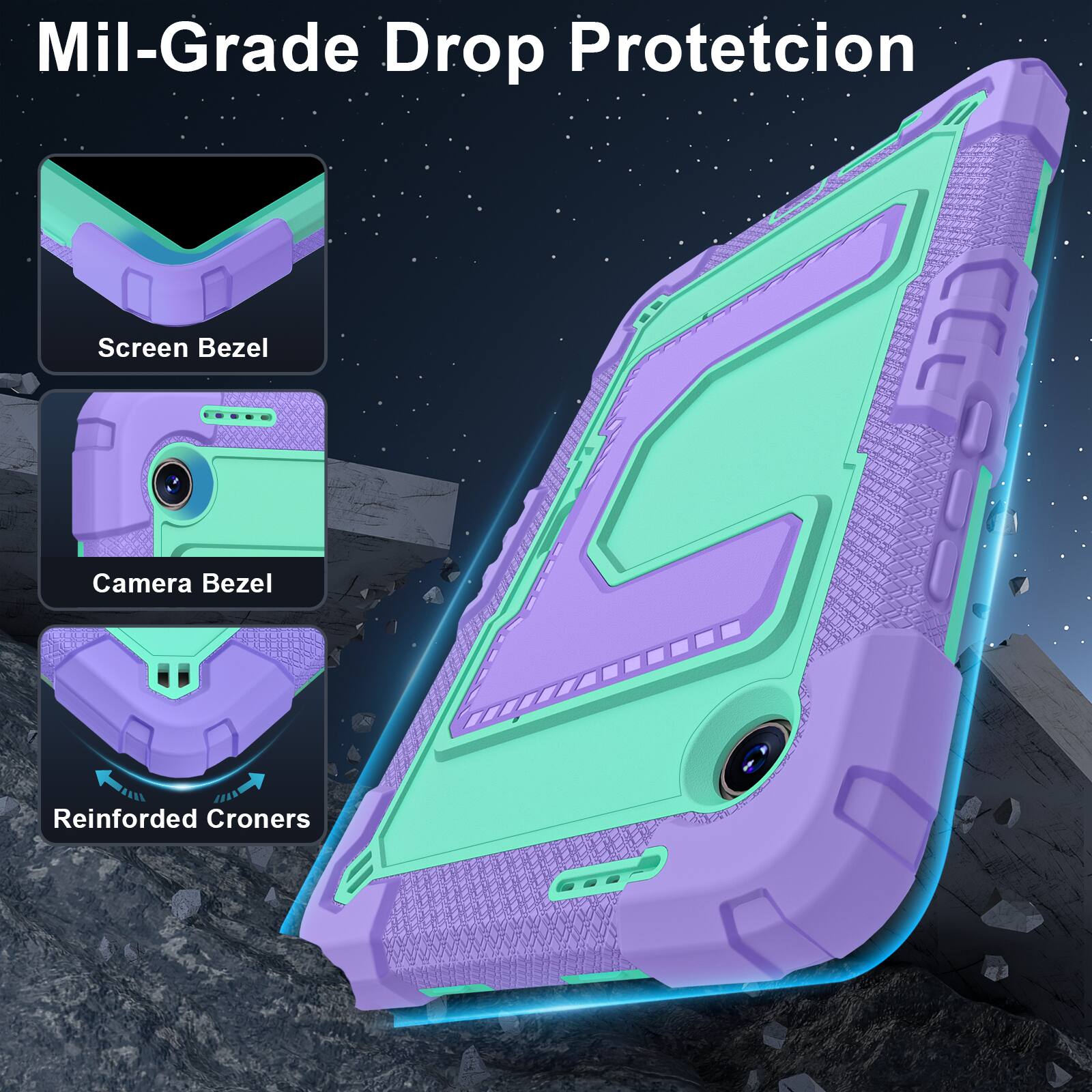Mil-Grade Drop Protection

Screen Bezel

Camera Bezel

Reinforced Corners