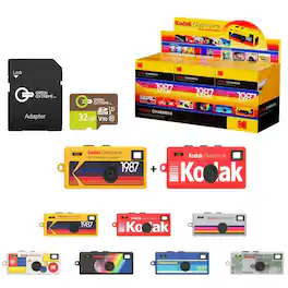 Bundle - Kodak - Charmera 1.6MP Keychain Digital Camera Blind Box Collection, 2-Pack With 32GB Micro Sd Card