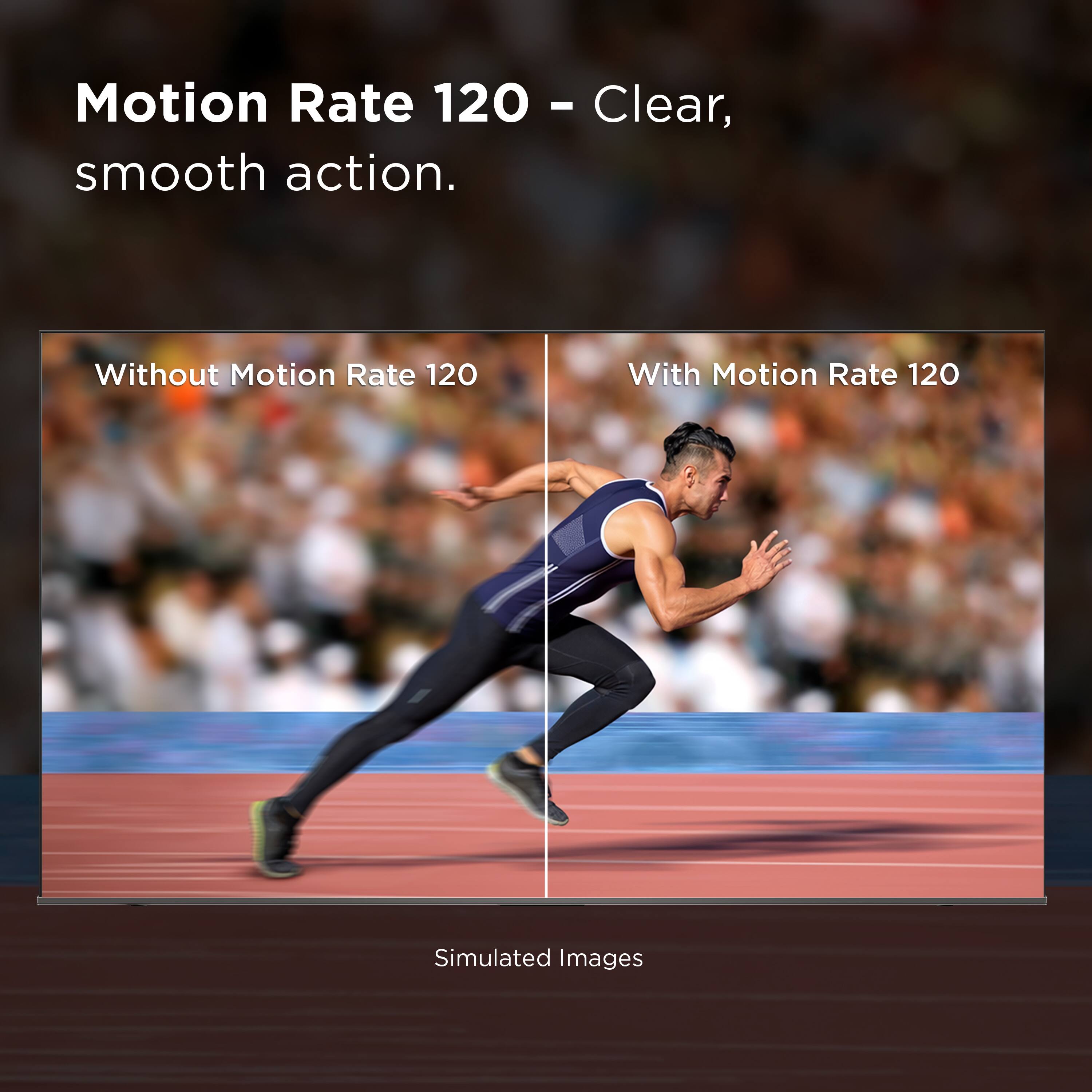 Motion Rate 120 - Clear, smooth action.

Without Motion Rate 120 | With Motion Rate 120

Simulated Images