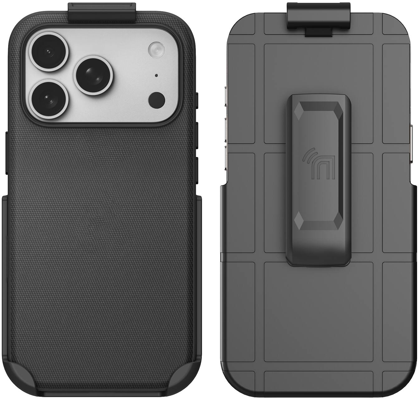 Alt View 2. Nakedcellphone - Woven Combo for iPhone 17 Pro Max Case - Compatible with MagSafe - with Rotating Belt Clip Holster Holder - Black.