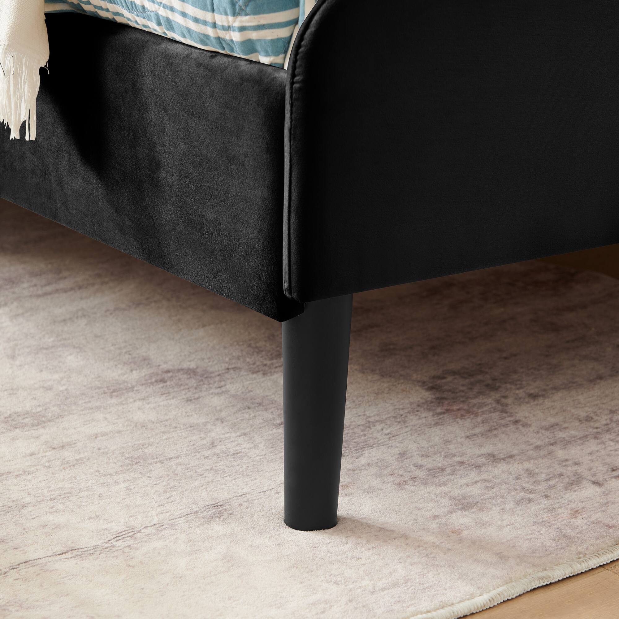 Alt View 4. GOODSILO - Twin Size Upholstered Platform Sofa Bed Frame with Dual Storage Drawers for Space Saving Solutions - Black.