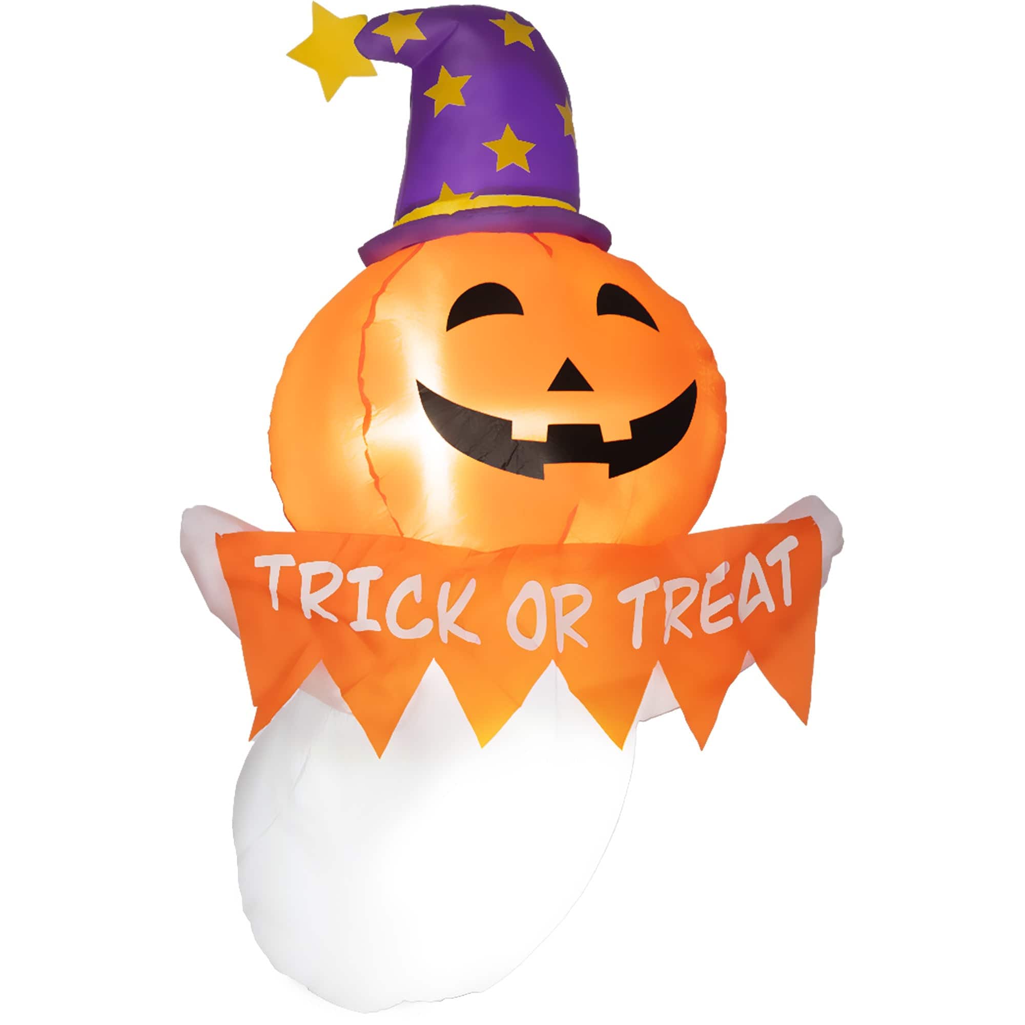 Boyel Living - 3.4ft Halloween Inflatable Window Sticker Ghost with Face Lighted Waterproof Yard Decoration - Orange