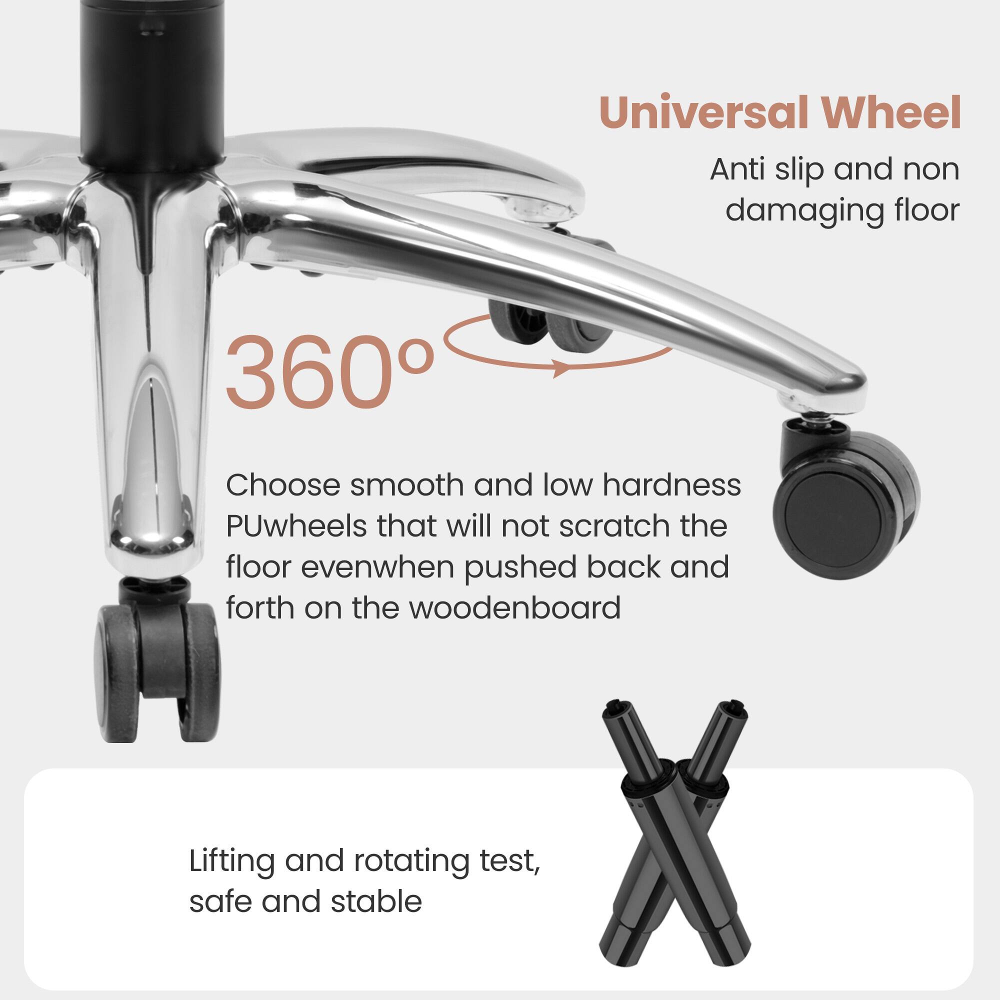 Universal Wheel Anti-Slip and Non-Damaging Floor 360: Choose smooth and low hardness PU wheels that will not scratch the floor even when pushed back and forth on the wooden board. Lifting and rotating test, safe and stable.