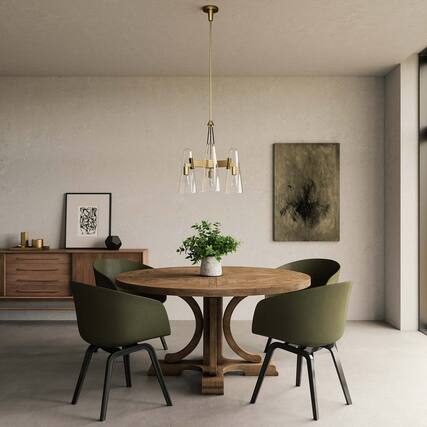 Front. Modway - Beacon 3-Light Pendant Light by Modway - Clear Satin Brass.