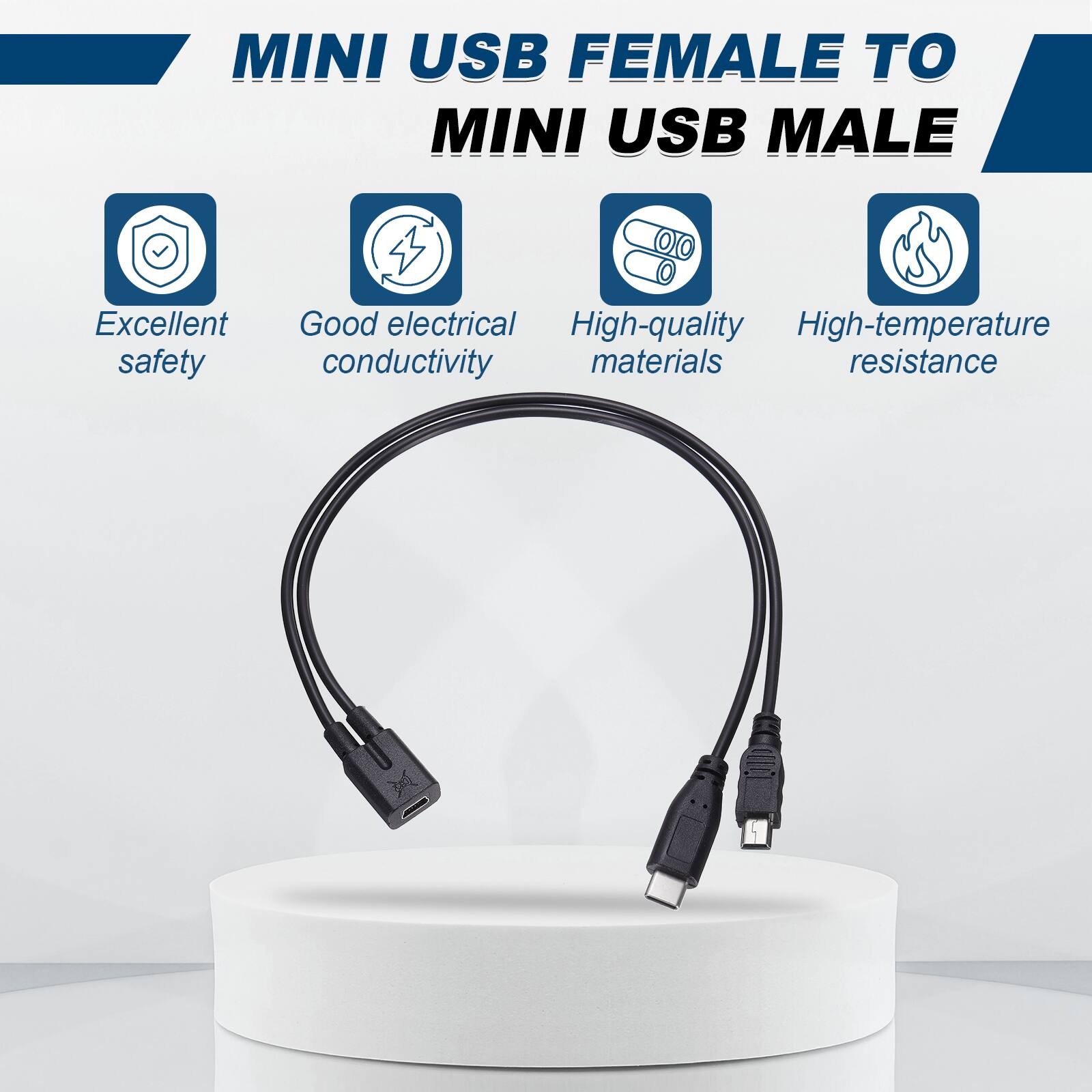 MINI USB FEMALE TO MINI USB MALE

Excellent safety
Good electrical conductivity
High-quality materials
High-temperature resistance