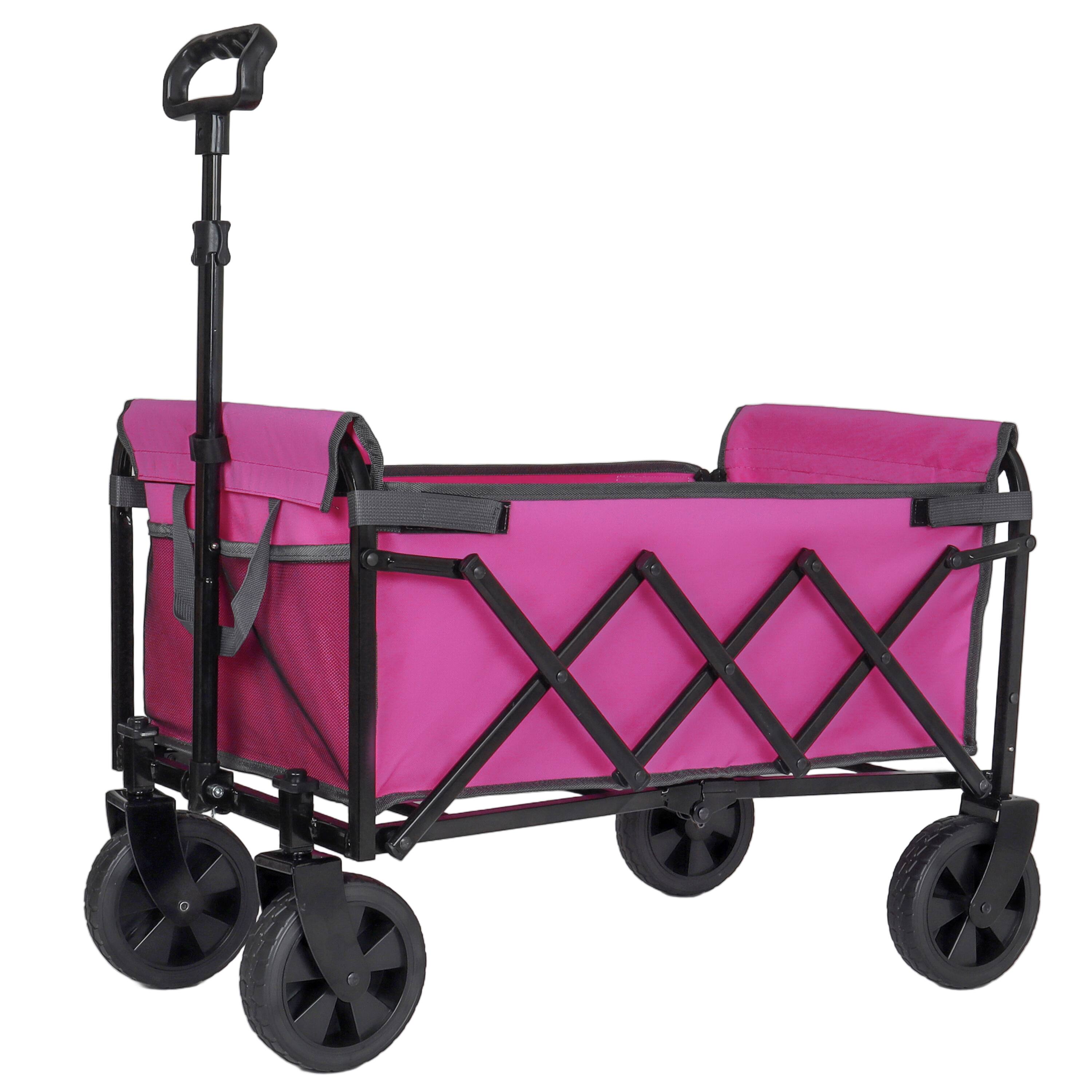 Alt View 4. TinyHomie - Heavy Duty Foldable Utility Trolley Bench Seat Dog Leash Pink.