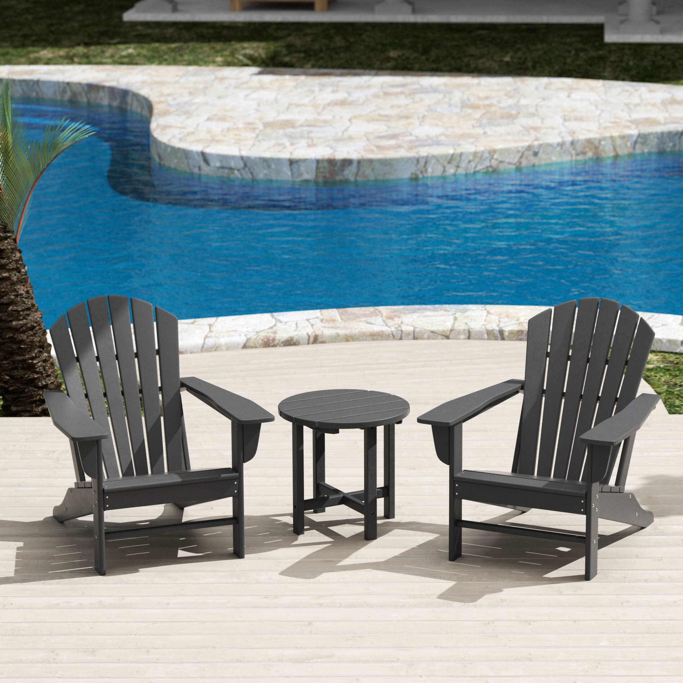 Angle. WestinTrends - WestinTrends Dylan 3-Piece Outdoor Adirondack Chair with Side Table Set - Gray.