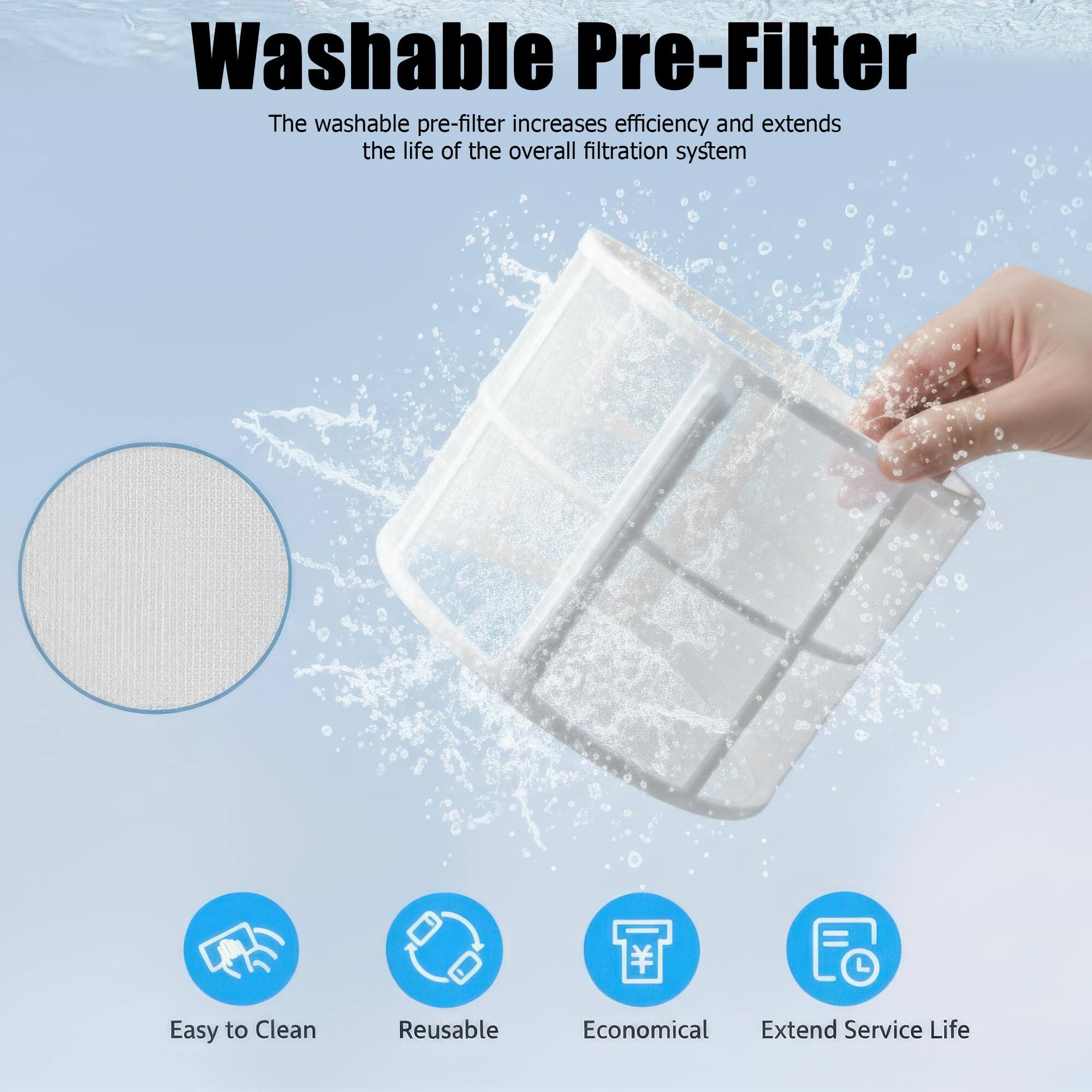 Washable Pre-Filter

The washable pre-filter increases efficiency and extends the life of the overall filtration system

Easy to Clean  
Reusable  
Economical  
Extend Service Life
