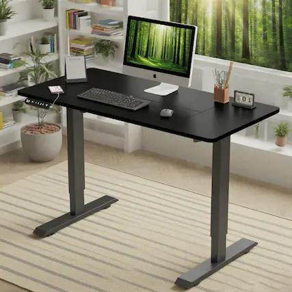 Front. GOODSILO - Electric Height Adjustable Standing Desk with Programmable Memory and Quiet Motor for Home Office and Gaming Setup - Black.