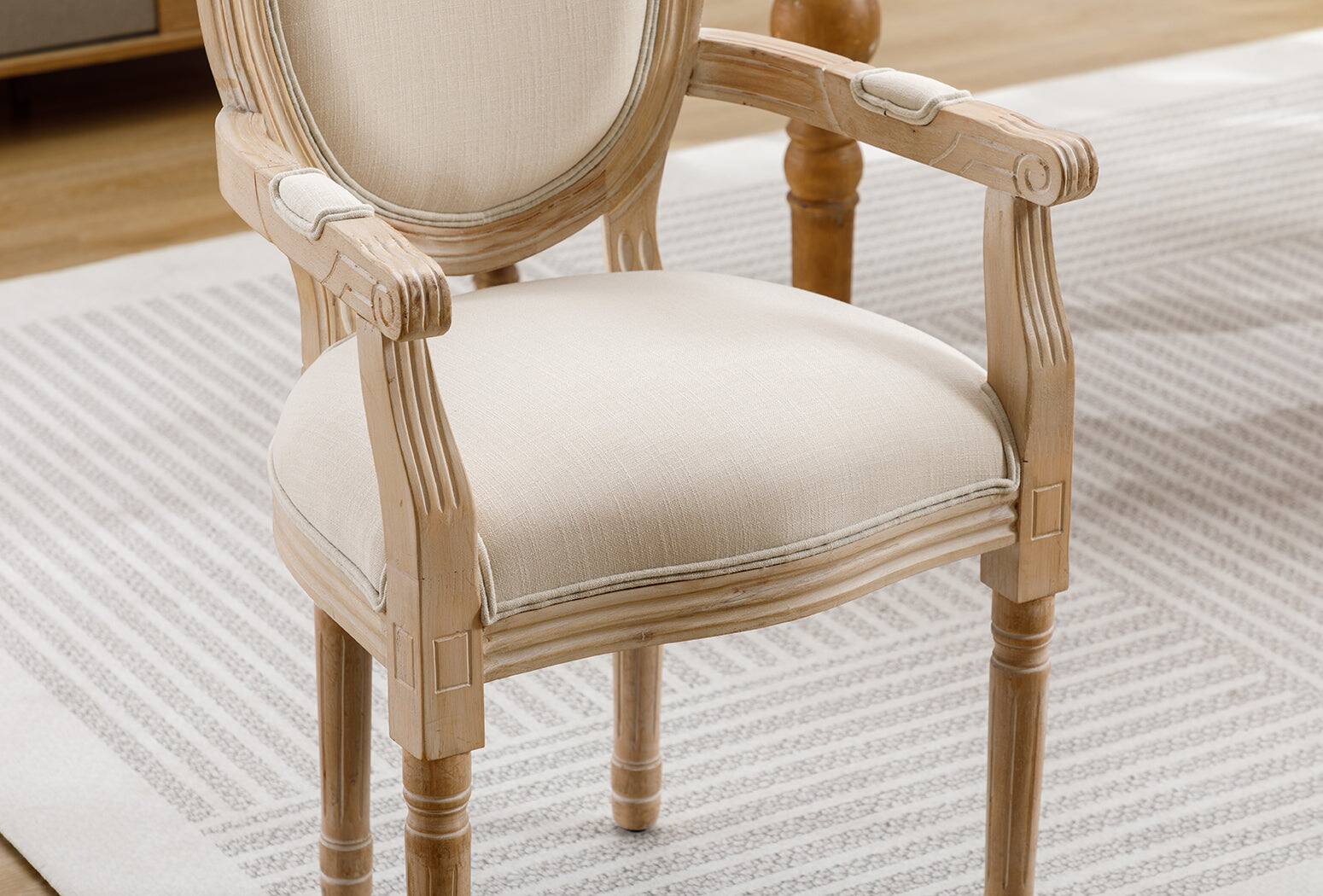 Alt View 4. Boyel Living - Cream French Style Solid Wood Dining Armchair Set of 2 - Beige.