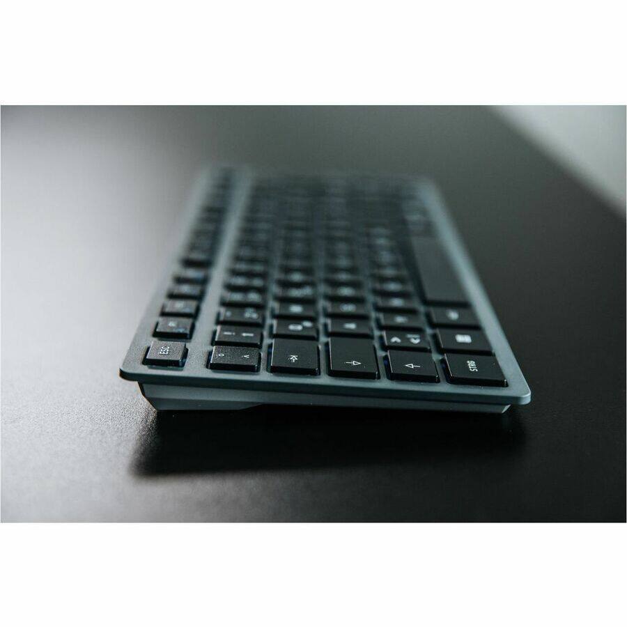 Alt View 5. CHERRY - CHERRY KW 7100 Keyboard - Multi-Device, Compact, 3 Bluetooth Channels, AES-128 Encryption, Status LEDS, Abrasion-proof - Slate Blue.