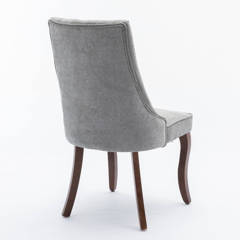 Alt View 2. Loheer - Loheer Gray Dining Chairs Set of 2 Upholstered High Back Fabric Kitchen Chairs with Solid Wood Legs - Gray.