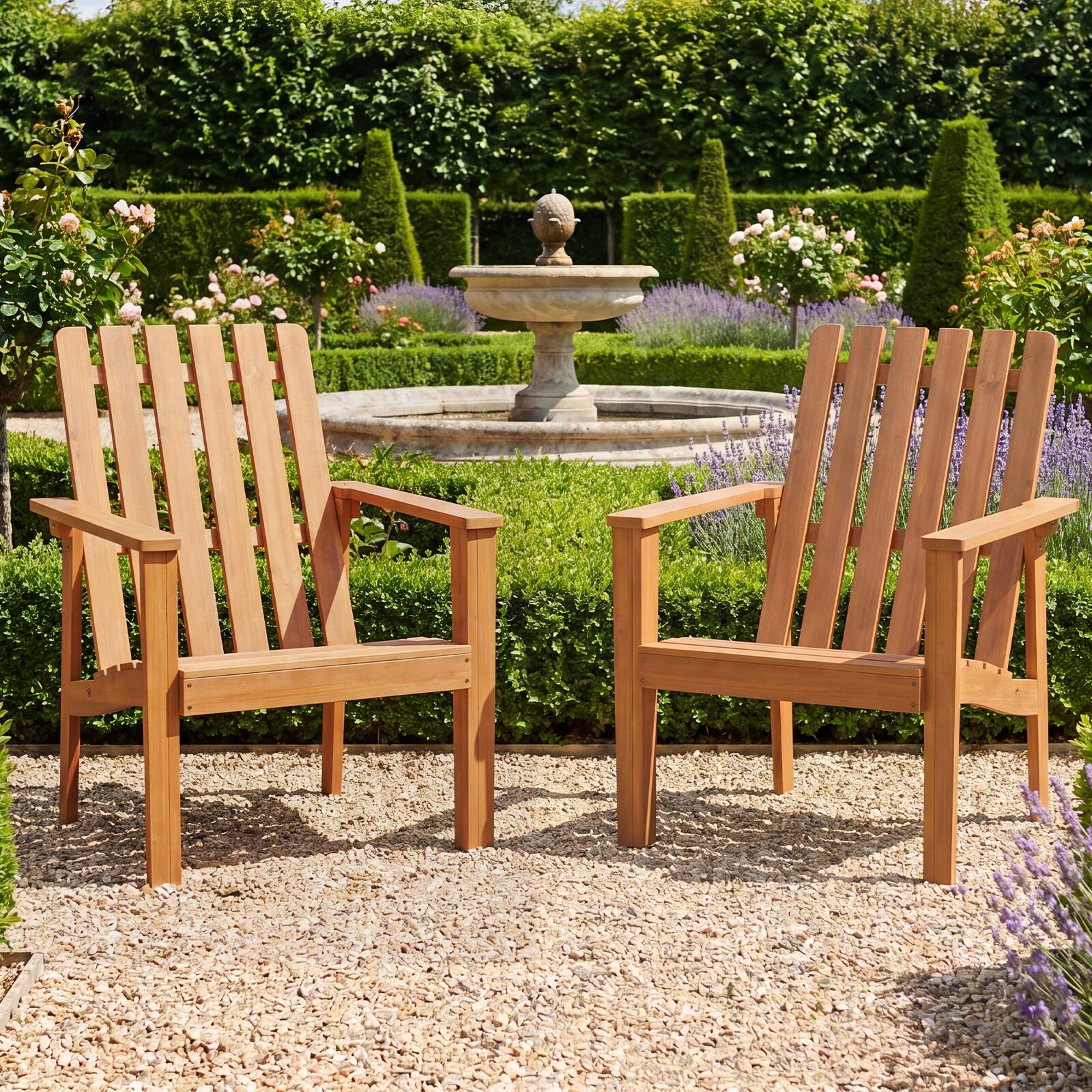 Alt View 1. Gymax - Gymax Adirondack Chairs Set of 2 Acacia Wood Outdoor Patio Chairs w/Slatted Backrests - Yellow.
