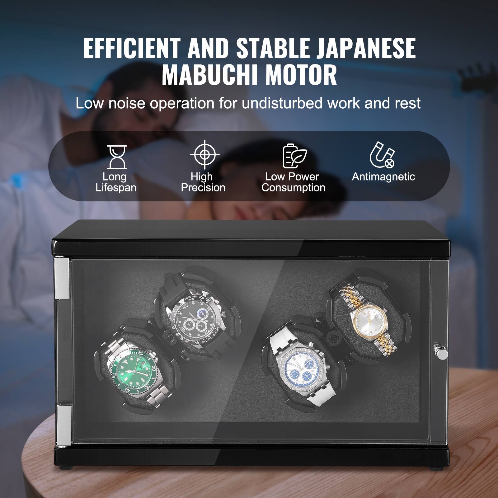 EFFICIENT AND STABLE JAPANESE MABUCHI MOTOR

Low noise operation for undisturbed work and rest

- Long Lifespan
- High Precision
- Low Power Consumption
- Antimagnetic