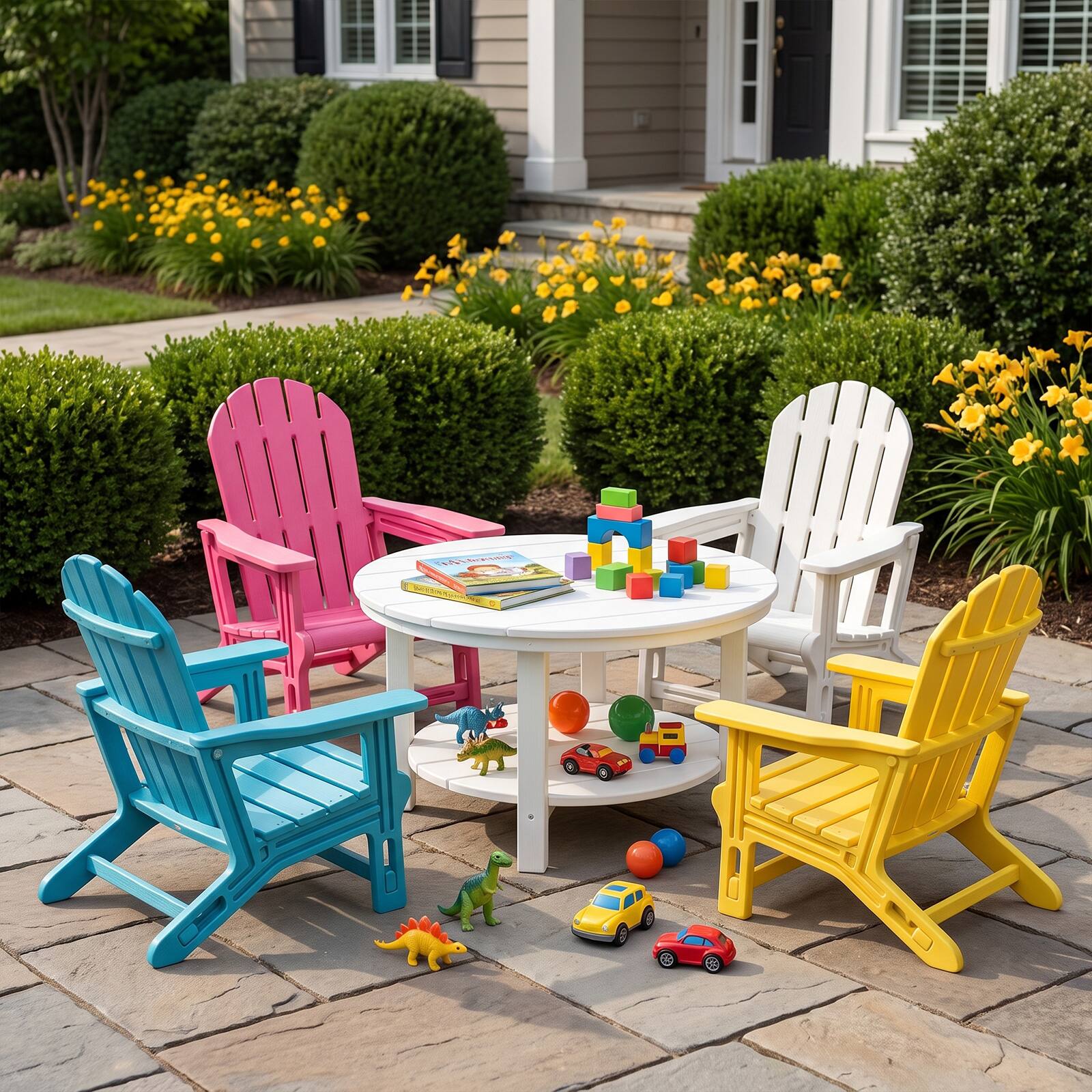 Alt View 4. Costway - Costway 2PCS Adirondack Chair in HDPE with Ergonomic Design, Suitable for Porch, Deck - Pink.