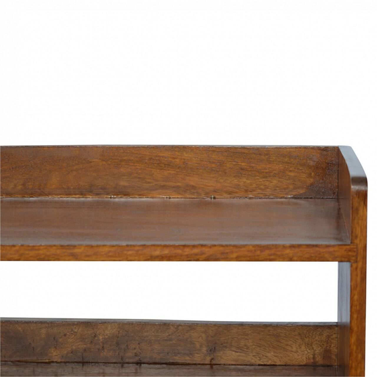 Alt View 1. Artisan Furniture - Artisan Furniture Solid Wood Chestnut Nordic Storage Bench, 2 Open Slots, Dark Brown - Dark Brown.