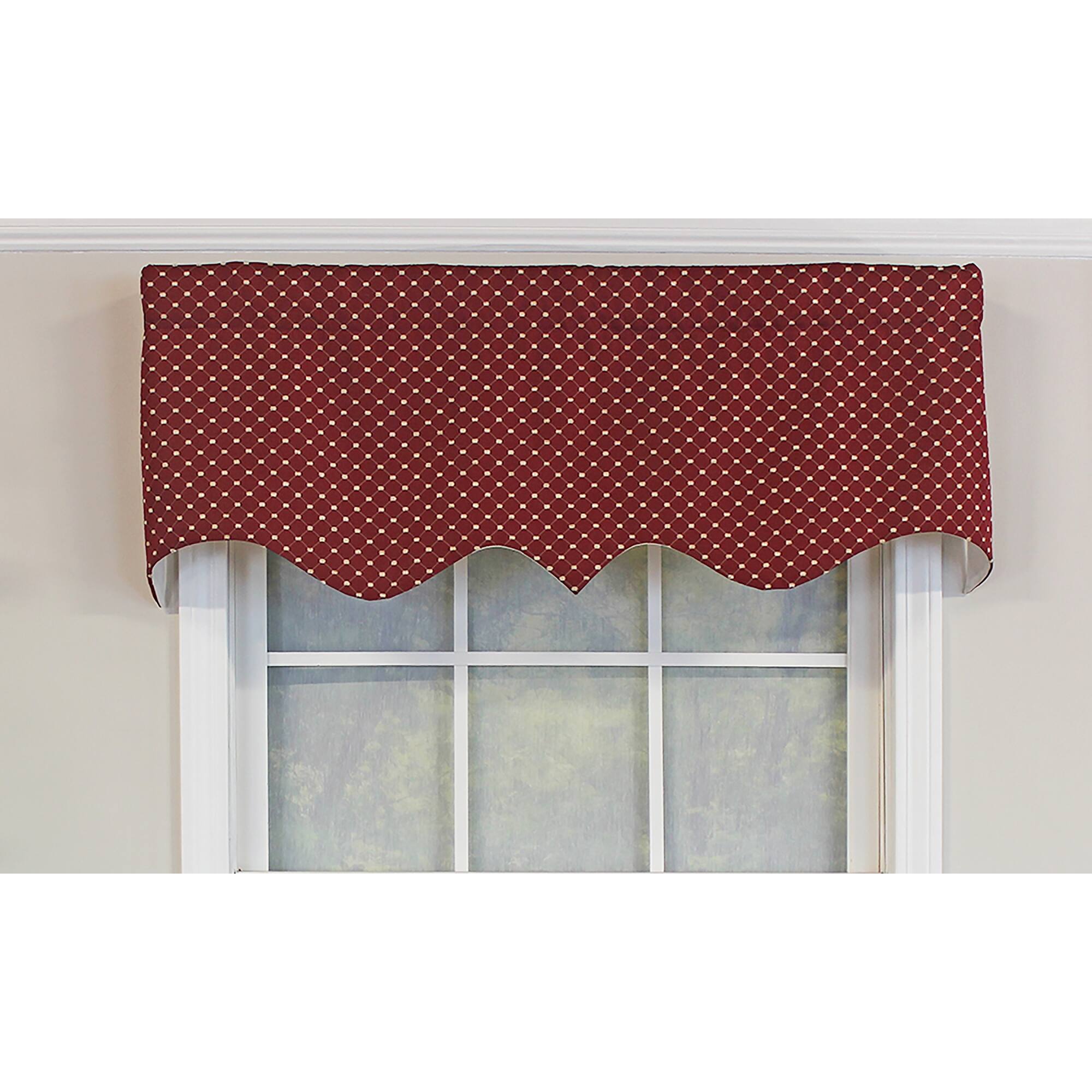 Angle. RLF Home - 100% Cotton RLF Home Passat Regal Valance 3" Rod Pocket 50" x 17" Red - Red.