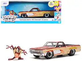1967 Chevrolet El Camino Brown & Beige w/Graphics & Figure "Looney Tunes" "Hollywood Rides" 1/24 Model Car by Jada