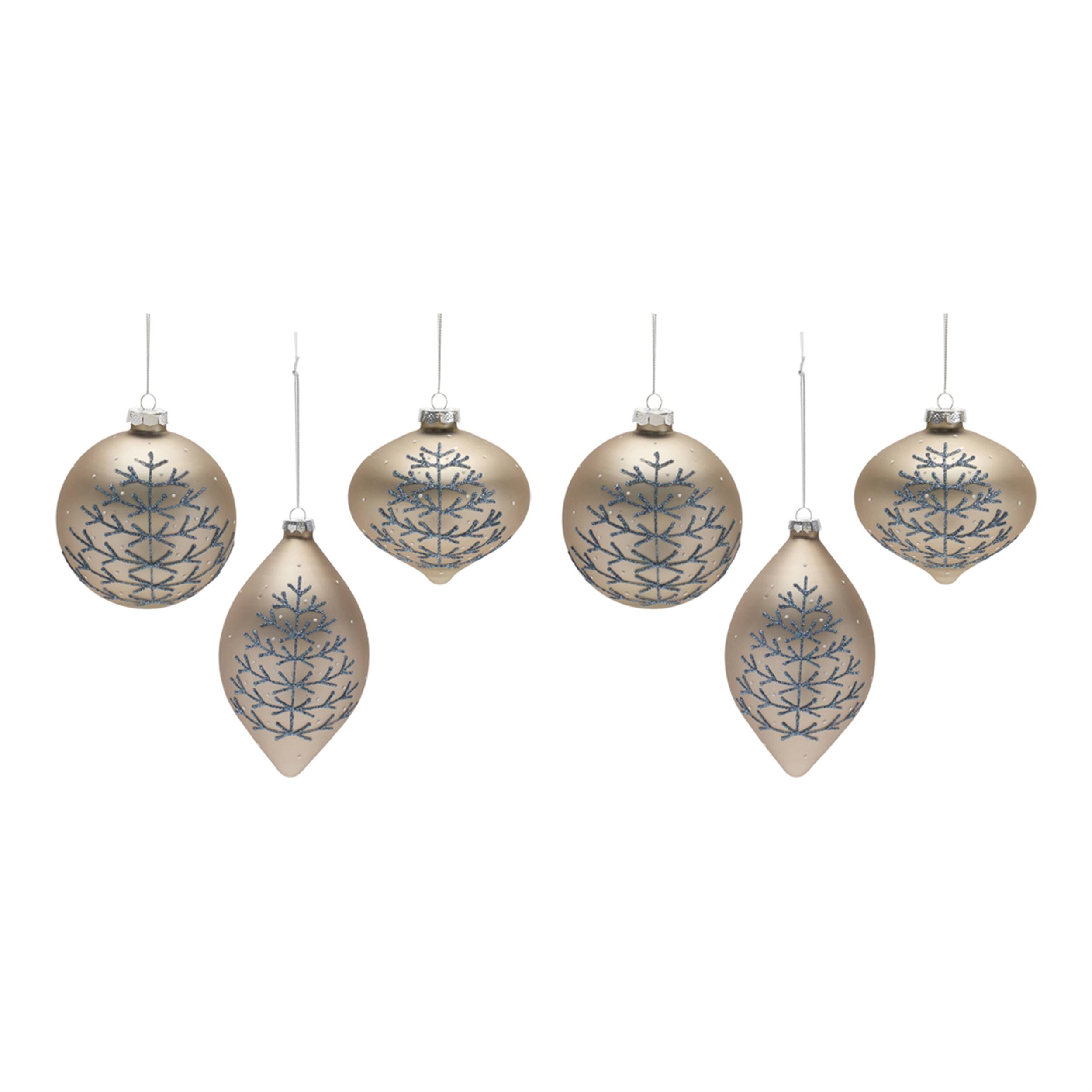 Alt View 3. BreeBe - Champagne Glittered Ball Ornament (Set of 6) - Silver, Blue.