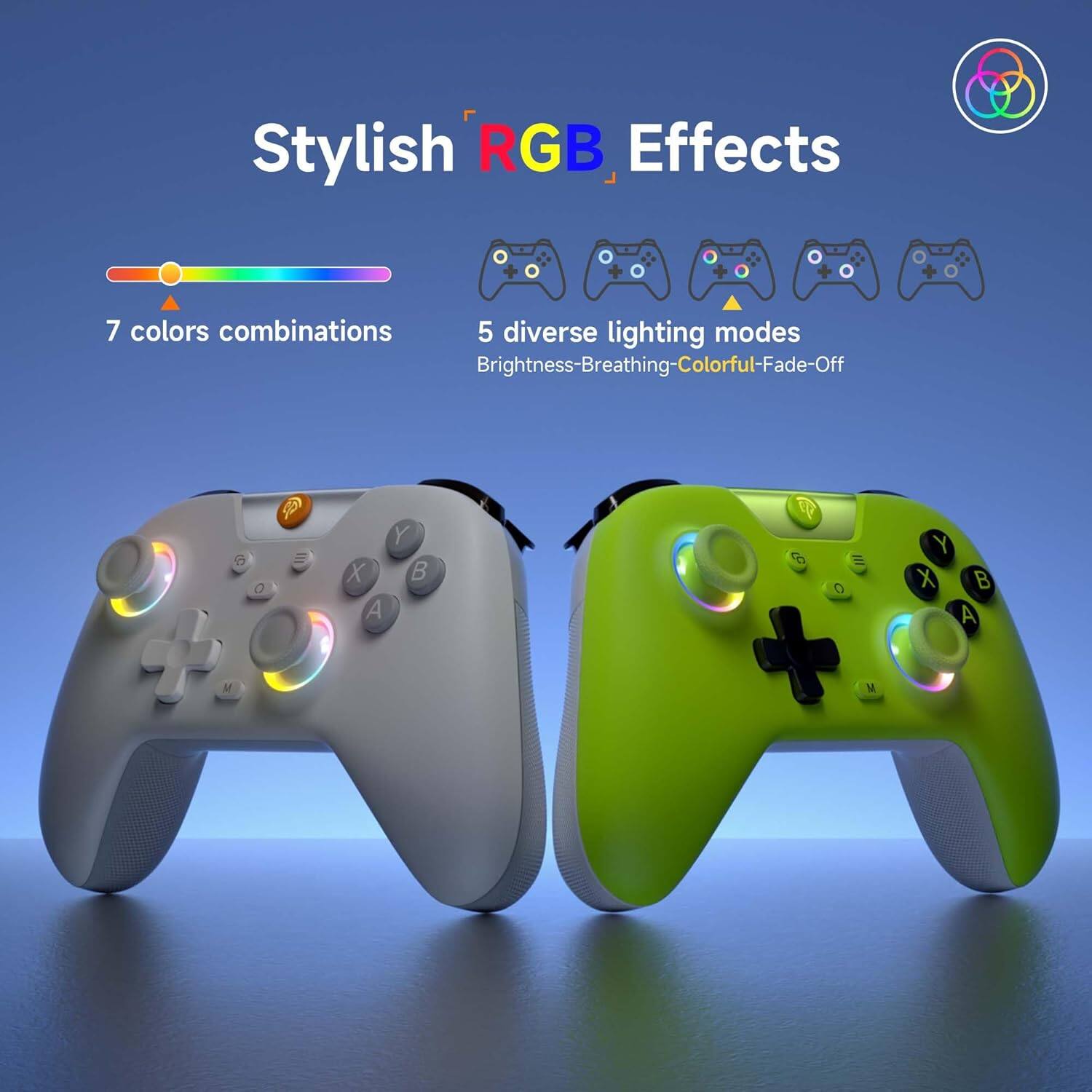 Stylish RGB Effects

7 colors combinations

5 diverse lighting modes
Brightness-Breathing-Colorful-Fade-Off