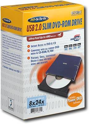 Angle Standard. Universal BUSlink - External USB 2.0 Slim DVD-ROM Drive.
