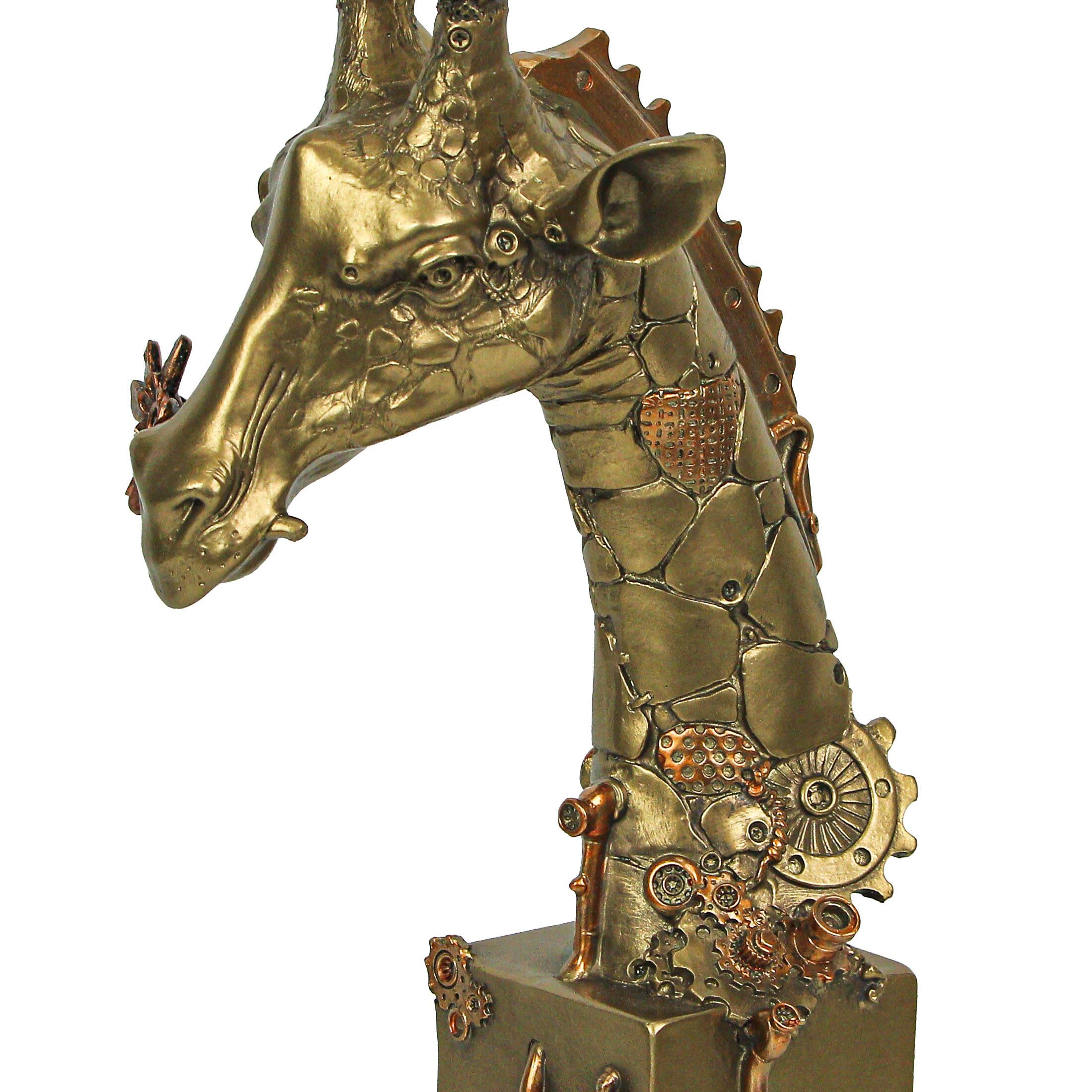 Alt View 1. Zeckos - Resin Bronze Finish Steampunk Giraffe Sculpture Home Decor Statue Figurine Art - Bronze.