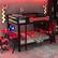 Left. Anysun - Full Size Bunk Bed with Two Built-In Gaming Desks, USB Desktop Ports & Pegboard Organizer, Gaming Bunk Frame for Gamer - Red.
