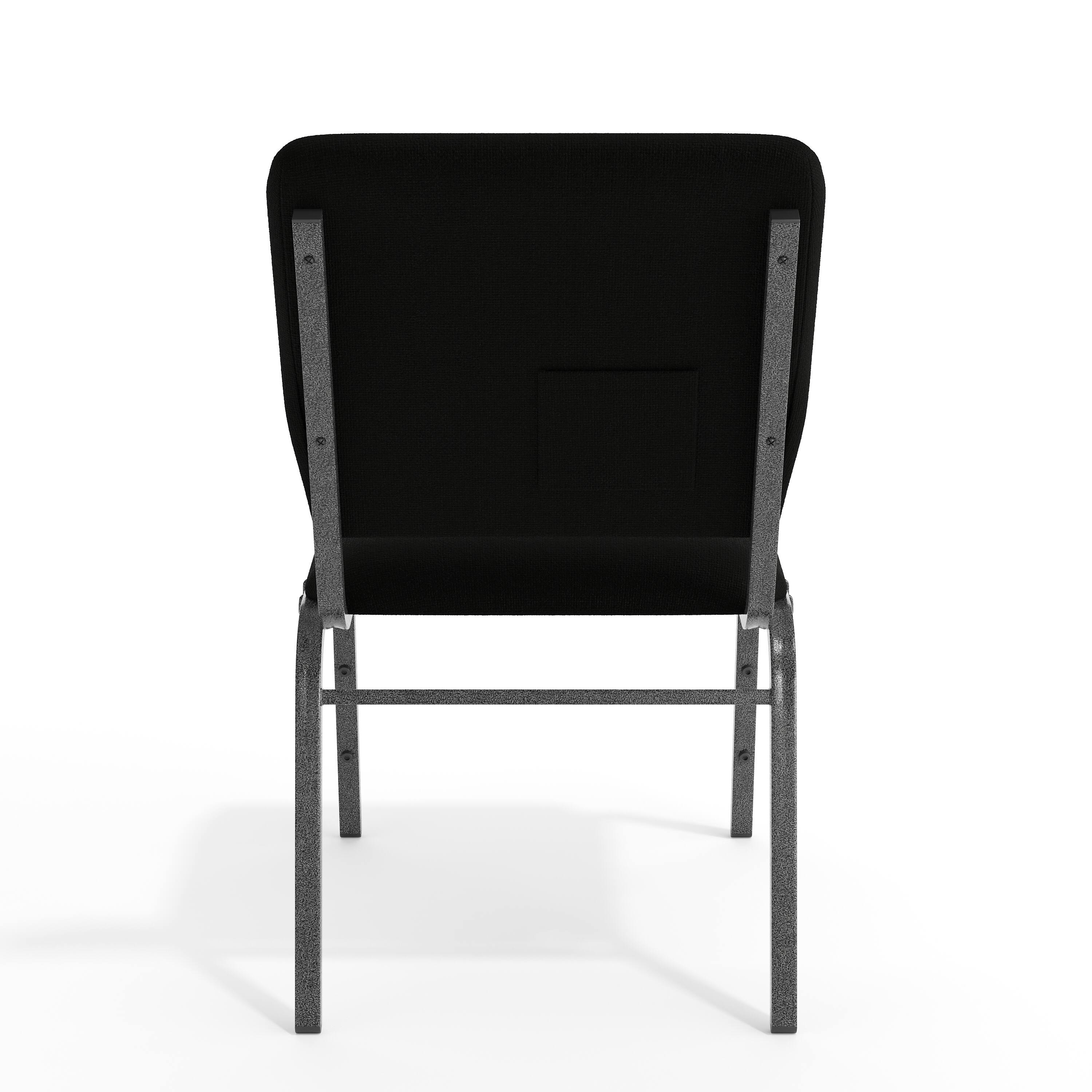 Alt View 7. Emma + Oliver - Multipurpose Church Chairs - 18.5 in. Wide - Black Fabric/Silver Vein Frame.