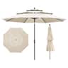 Ainfox - 10 FT Patio Umbrella 3 Tiers Outdoor Market Umbrella with Crank and Tilt for Garden Lawn Backyard Pool - Khaki