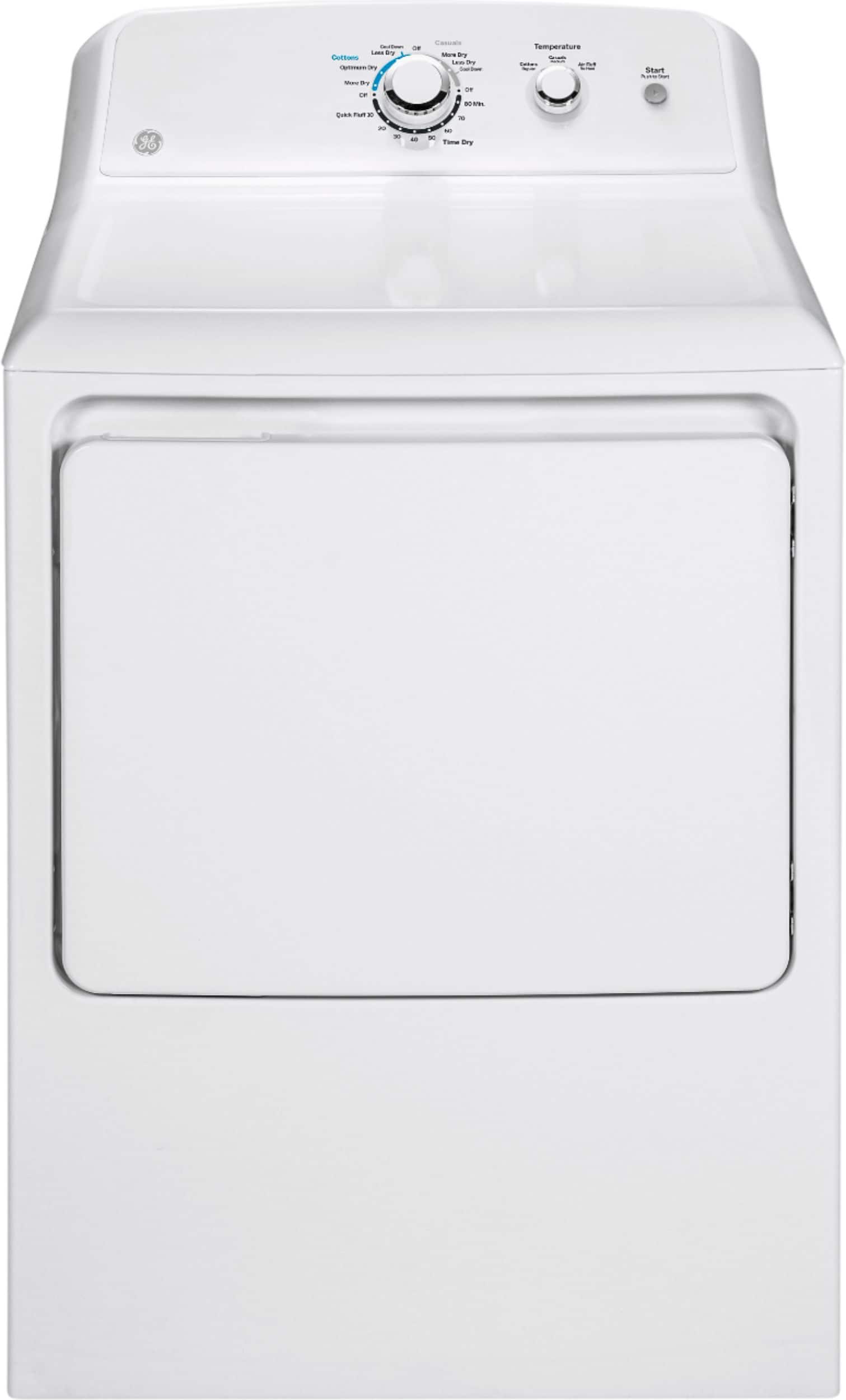 Front. GE - 7.2 Cu. Ft. Electric Dryer - White.