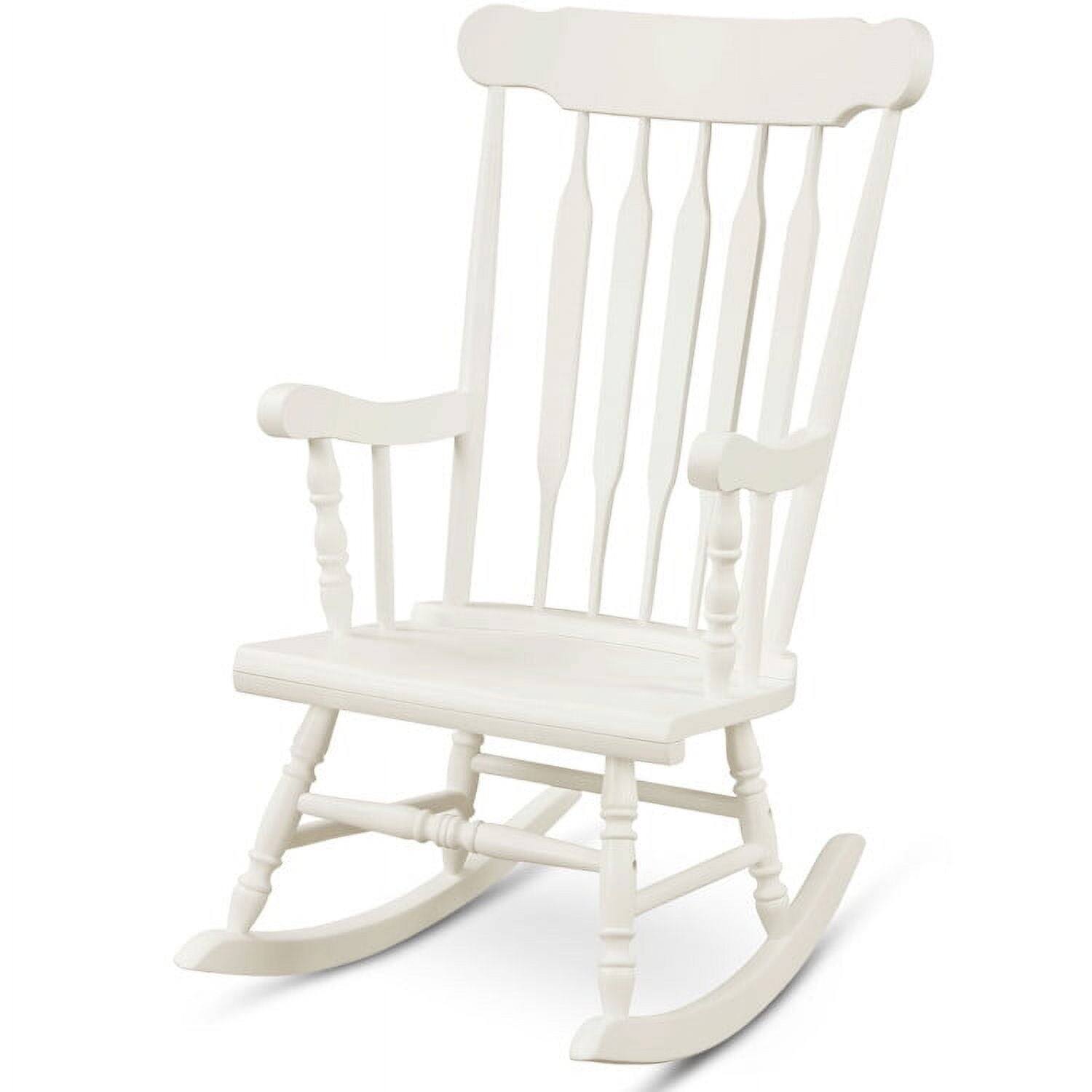 Back. Kadyn - Outdoor Outdoor Acacia Wood Chair Patio Chairs Chair Rocker Patio PorchBackyardIndoor Garden White Rocking with Det - White.