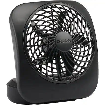 Front. O2 Cool - 5" Personal Fan - Black.