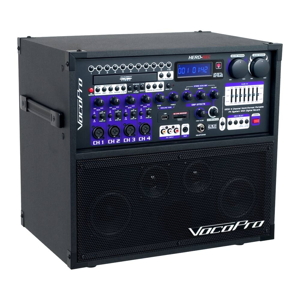 Angle View: VocoPro - 120W 4-Channel Multi-Format Portable PA System - Black