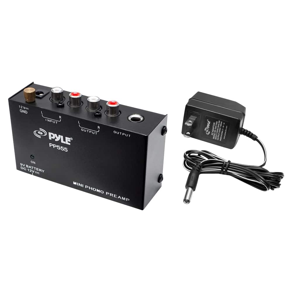 Front. PYLE - Pro Ultra Compact Phono Turntable Pre-Amplifier - Black.