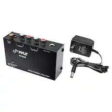 Front. PYLE - Pro Ultra Compact Phono Turntable Pre-Amplifier - Black.