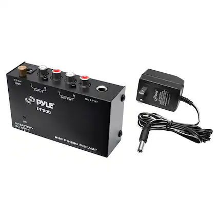 Front. PYLE - Pro Ultra Compact Phono Turntable Pre-Amplifier - Black.