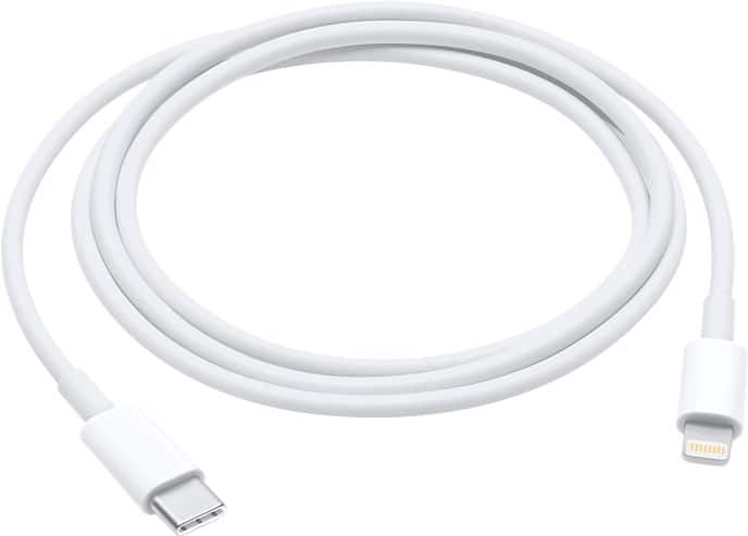 Front. Apple - 2 m USB Type C-to-Lightning Charging Cable - White.