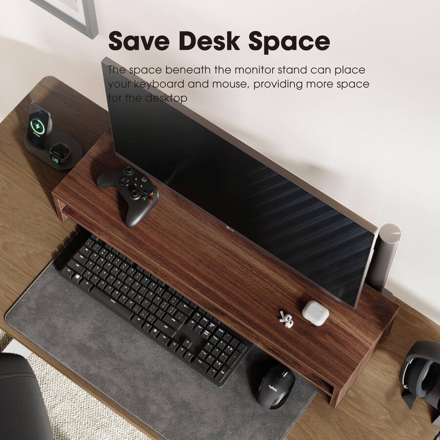 Cedar Assembly Monitor Stand 31. Computer Riser For Desk 2 Tiers Wood ...