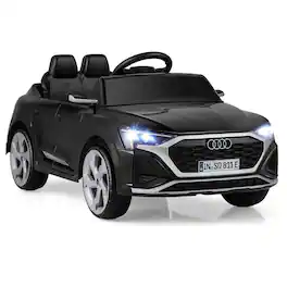 Costway - 12V Kids Ride On Car w/Remote Control 4 Wheels Suspension 3 Speeds LED Headlight - Black