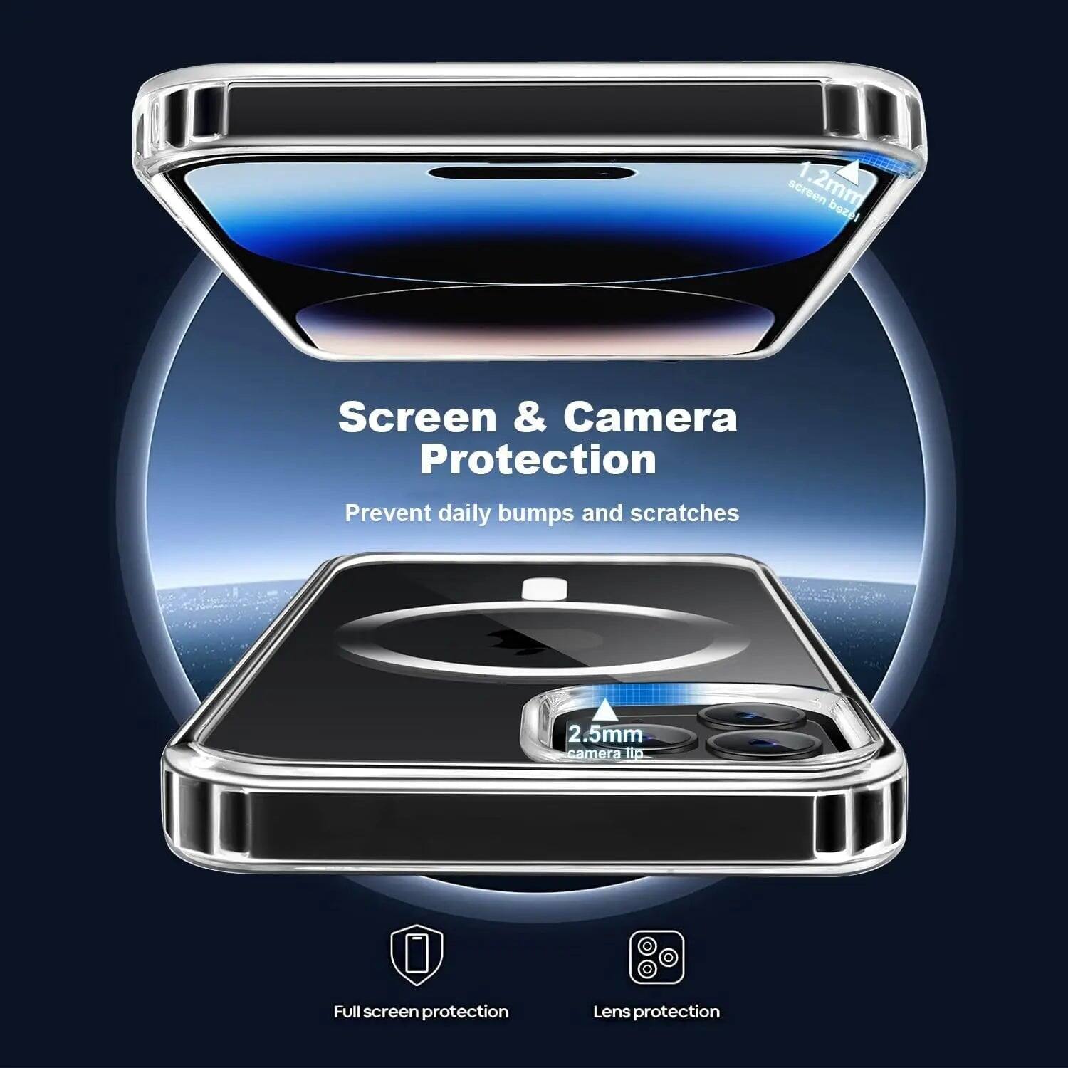 Screen & Camera Protection  
Prevent daily bumps and scratches  
1.2mm screen bezel  
2.5mm camera lip  
Full screen protection  
Lens protection