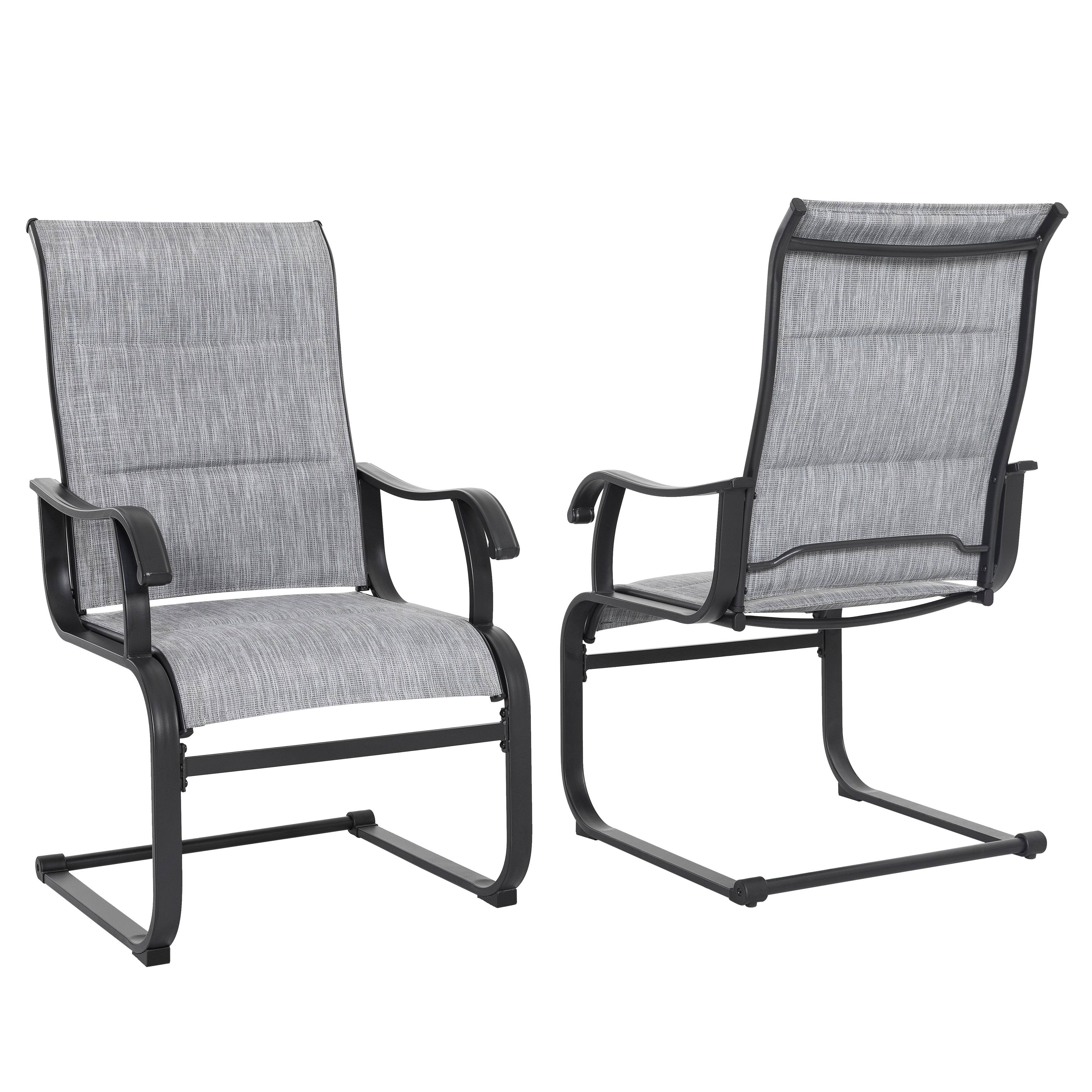 Back. Nuu Garden - Nuu Garden Outdoor Patio Chair Set of 2, All-Weather Textilene Mesh, Powder-Coated Iron Frame - Light Grey.