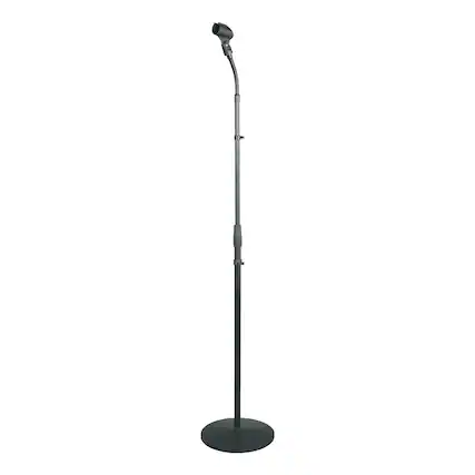 Front. PylePro - Universal Compact Base Microphone Stand with Gooseneck - Black.