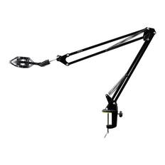 Front. PylePro - Suspension Boom Scissor Microphone Stand with Shock Mount Holder.