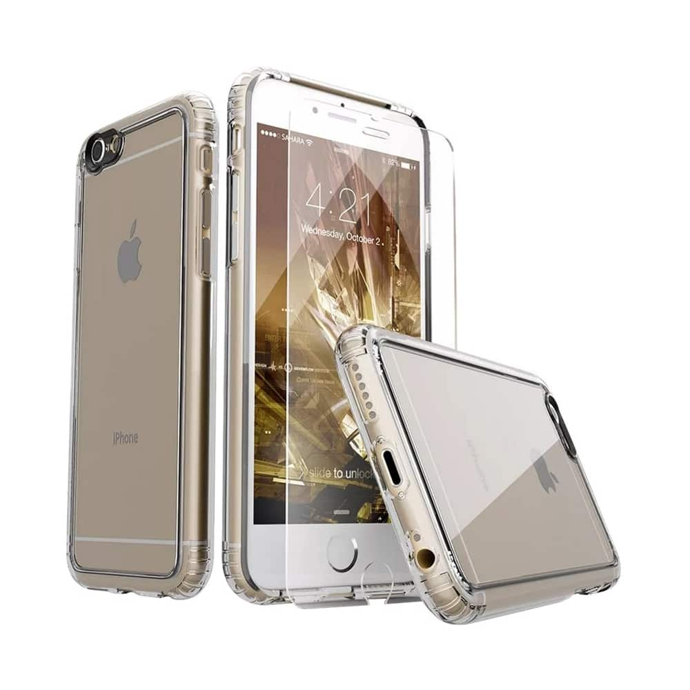 case with glass screen protector for apple iphone 6 plus and 6s plus - clear