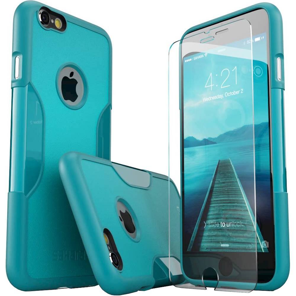 Alt View 14. SaharaCase - Case with Glass Screen Protector for Apple® iPhone® 6 and 6s - Teal.