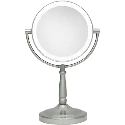 Left. Zadro - Cordless Dual-Sided LED Lighted Vanity Mirror - Satin Nickel.